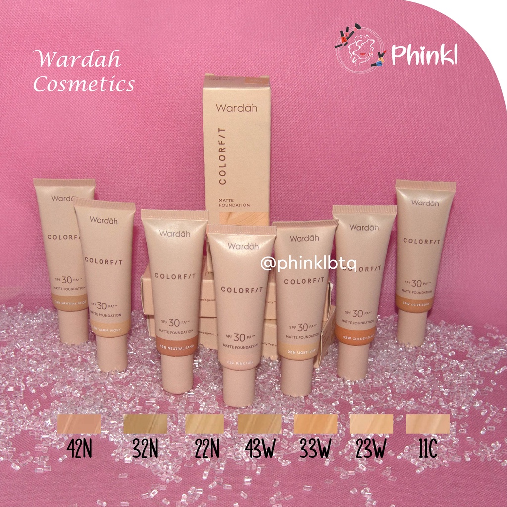 `ღ´ PHINKL `ღ´ ᘺᗩᖇᕲᗩᕼ Wardah Colorfit Matte Fundation oil control spf 30 hasilmattee alas bedak bb cream