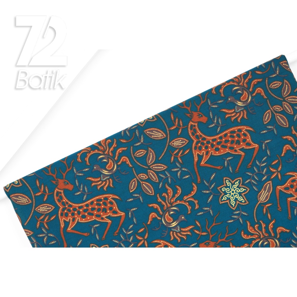 KAIN BATIK PREMIUM Bahan Katun Motif Rusa Kutub Warna Tosca 723056 Cap 72IL Jarik Jarit Samping Kebat Panjang Batik Katun Modern Premium Bahan Seragam Batik Pernikahan Kantor Keluarga Murah Kamen Jadi Batik Bali Lembaran