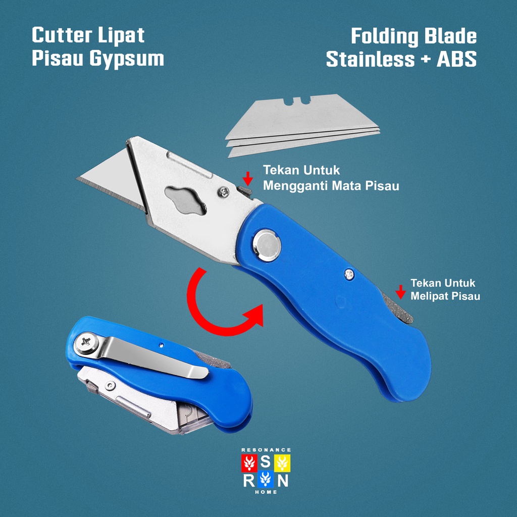 Pisau Cutter Lipat / Foldable Knife / Gypsum Cutter Resonance Home