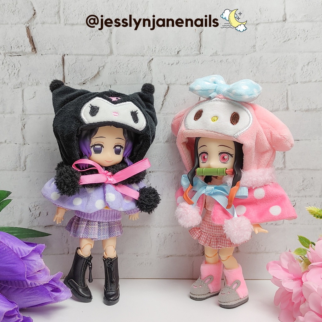 SANRIO CUTE PLUSH CAPE FOR NENDOROID / 10 cm DOLL / KUROMI / CINNAMOROLL / MY MELODY