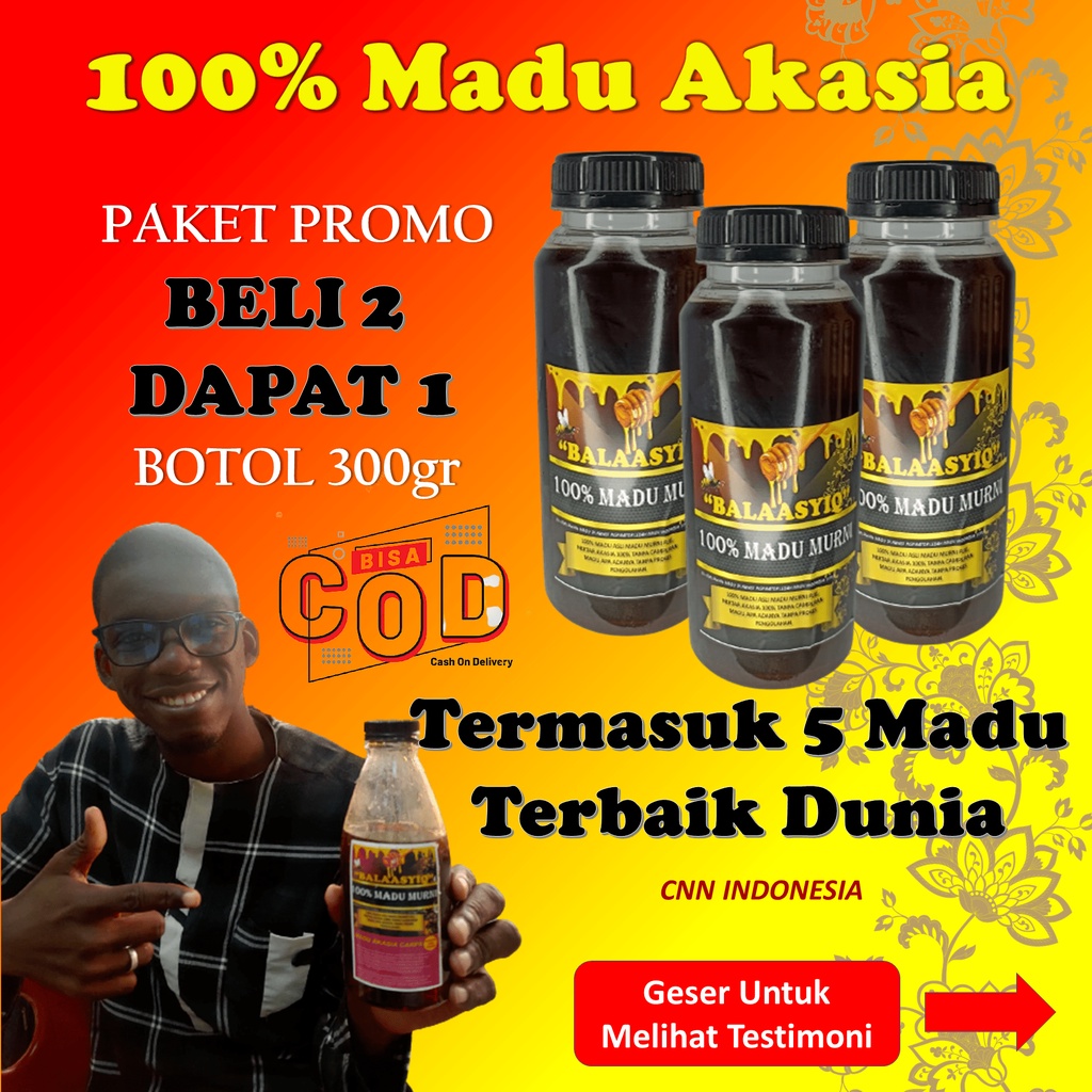 

PROMO !!! MADU HUTAN MURNI- Madu Akasia 350g garansi UANG KEMBALI apabila palsu|| bermanfaat untuk kesehatan tubuh