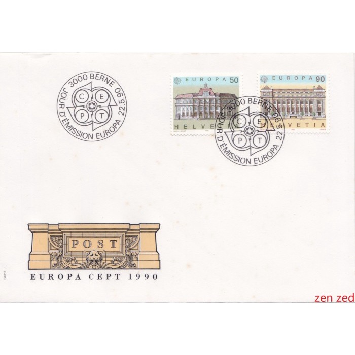 

A557 Prangko Swiss FDC 1990 EUROPA Stamps - Post Offices 1 Pcs