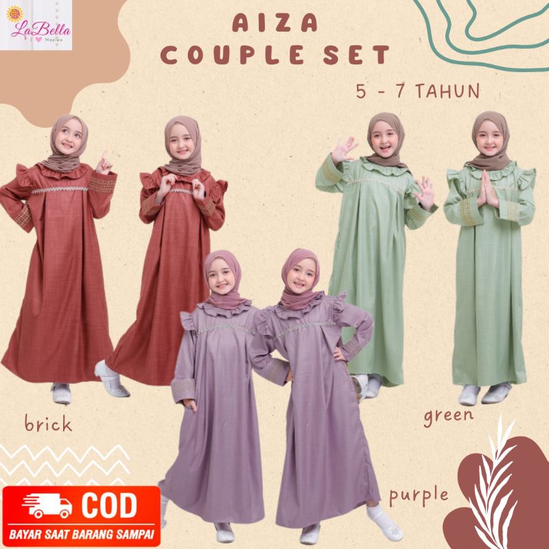 LABELLA GAMIS COUPLE BAHAN KATUN IMPORT AMIRA SOFIA SET JILBAB PASHMINA BAHAN CERUTY AIZA SERIES LON