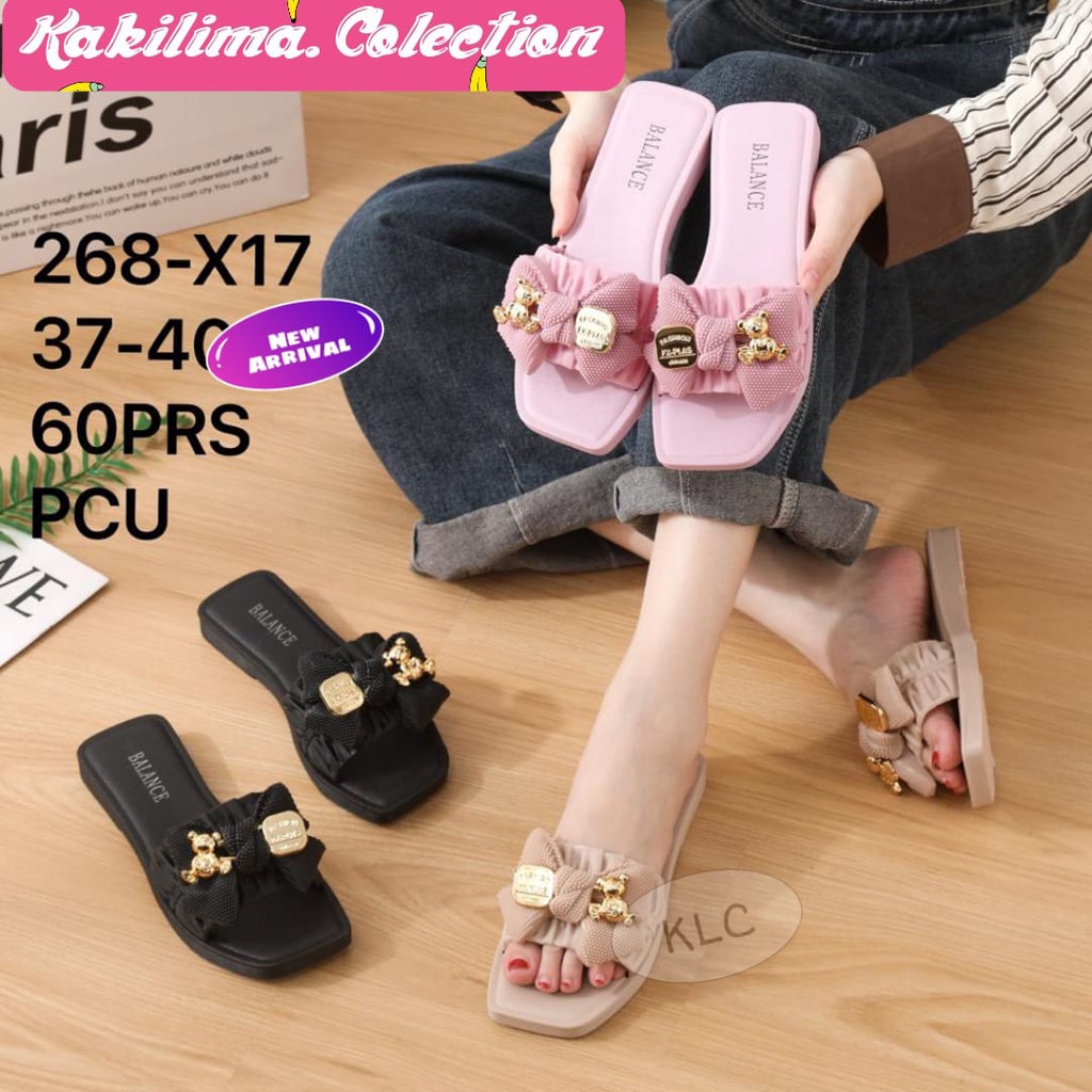 Sandal pin pita wanita slop karet jelly perempuan balance 268-X17