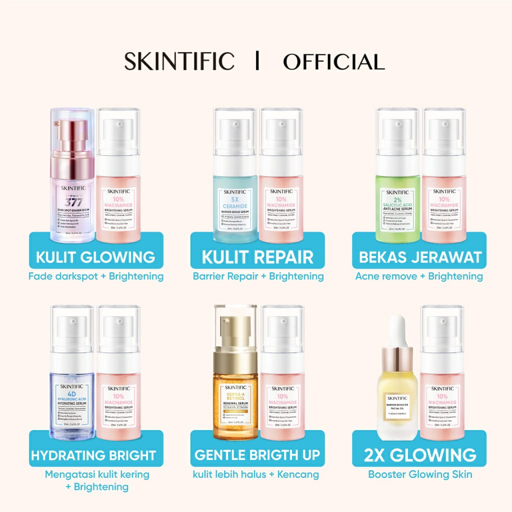 SKINTIFIC Paket Serum-Glowing/Hydrating/Anti Acne/fade Dark Spot/Barrier Repair/Anti Aging Skincare set 2PCS