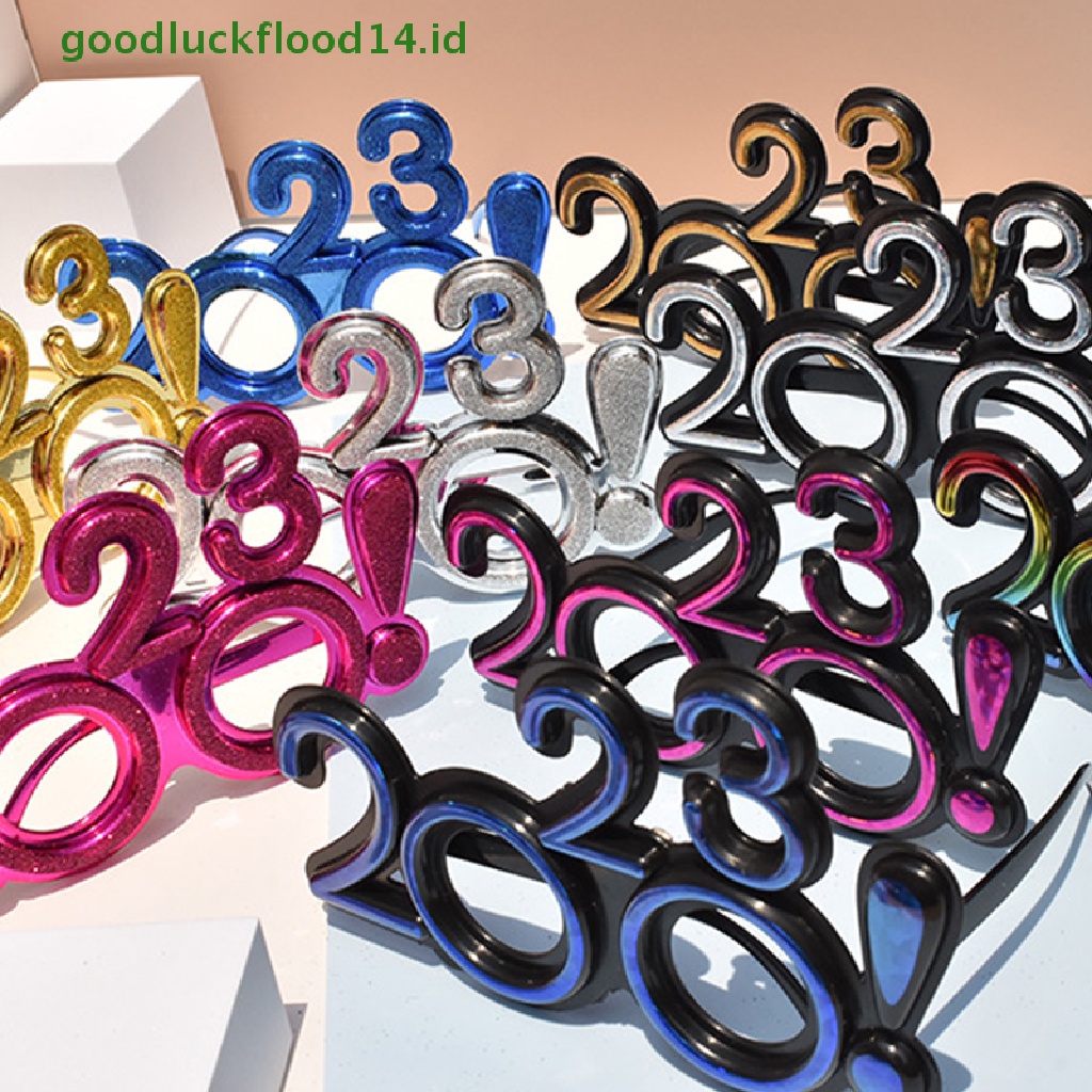 [GOOGFOUR] 2023kacamata Frame Booth Prop Happy New Year Eyeglasses Frame Kacamata Glitter Fun Frame Sunglasses Props Tahun Baru Hawa Pesta Hajatan Party Supplies [TOP]