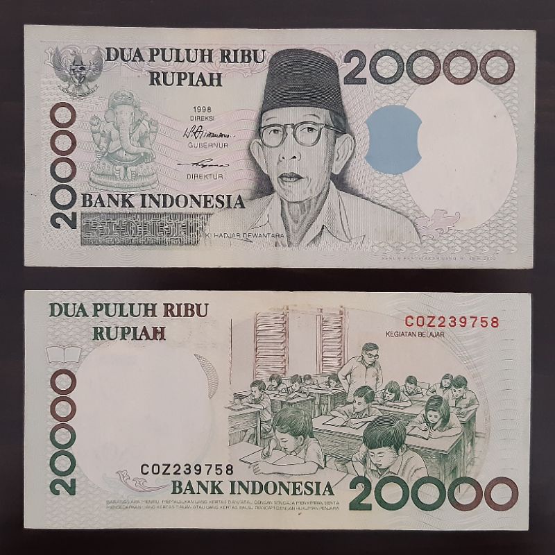 Uang kuno 20000 Rupiah Ki Hajar Dewantara 1998