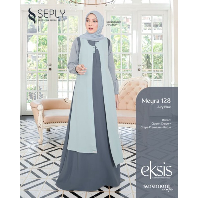 Gamis Seply Meyra 128 Airy Blue Baju Muslim Gamis Branded by Seply