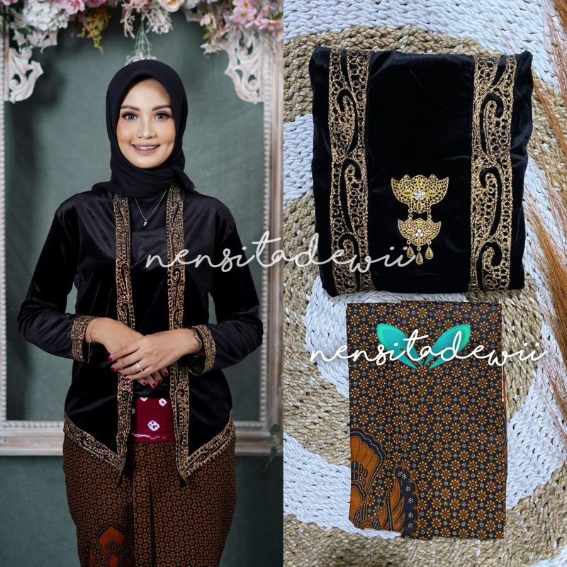 [1 Set, DHT02A] Kebaya Bordir + Jarik Instan / Model Ajeng