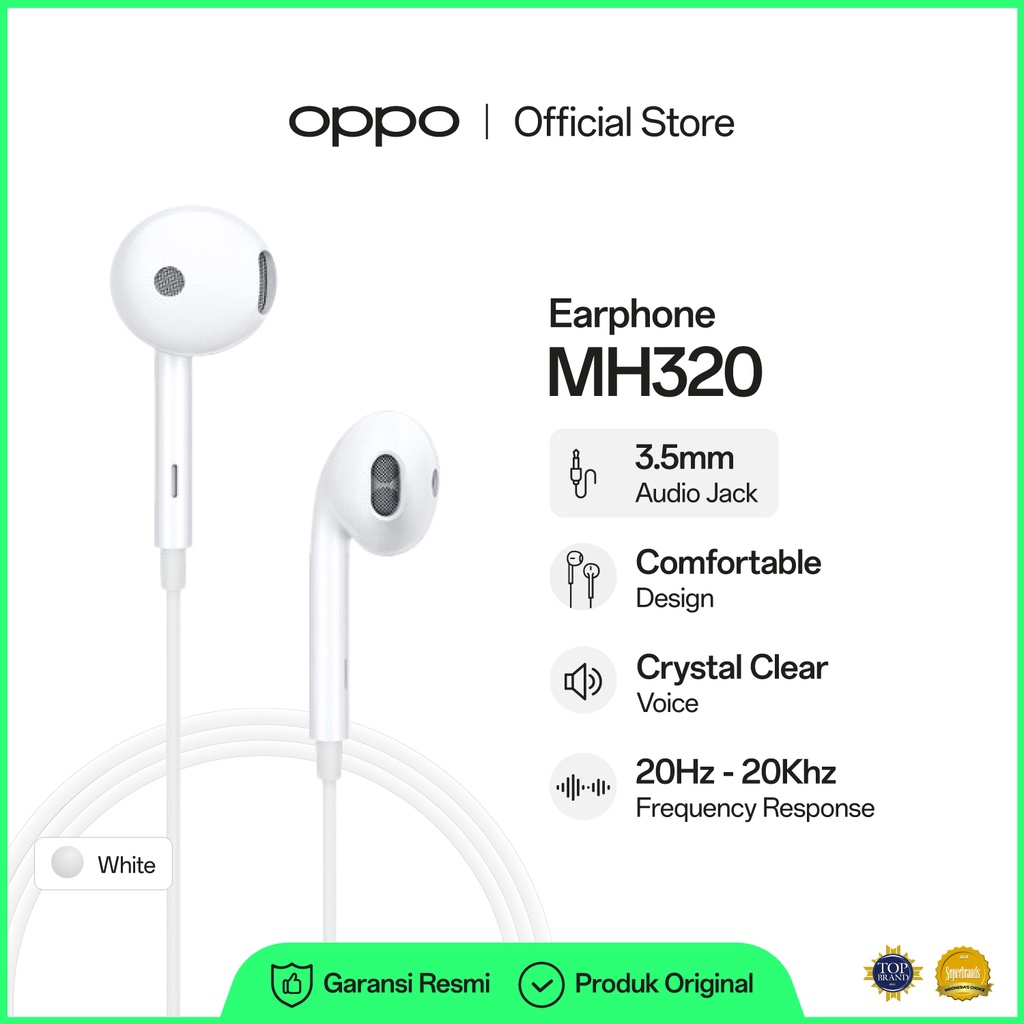 Jual OPPO MH320 Stereo Earphones 3.5mm Shopee Indonesia