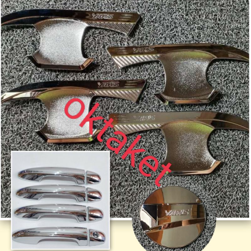 paket outer handle tank cover New Yaris 2018 2020 2022 2023 elegant hitam &amp; chrome