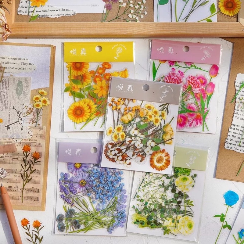 

YSB - 30PCS FLOWER STICKER / VINTAGE DECO / PET STICKER / PLANNER / DIY SCRAPBOOK