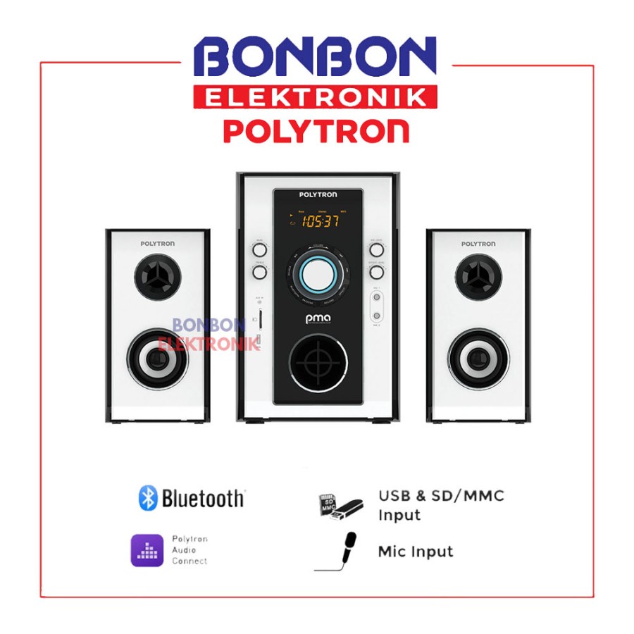 Polytron Multimedia Speaker PMA 9523 B/W Bluetooth Karaoke