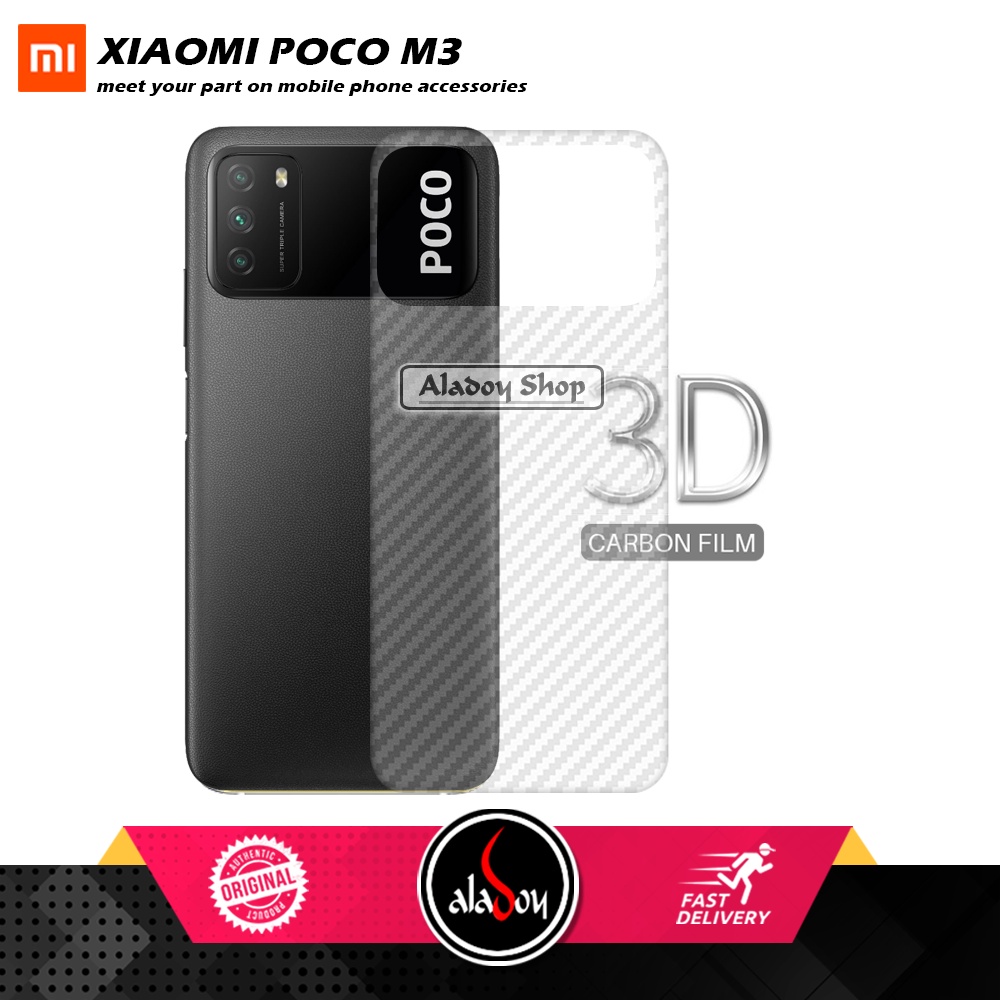 PAKET 3IN1 Anti Gores Blue Matte Anti Glare Xiaomi Poco M3 + Tempered Glass Camera dan Skin Carbon