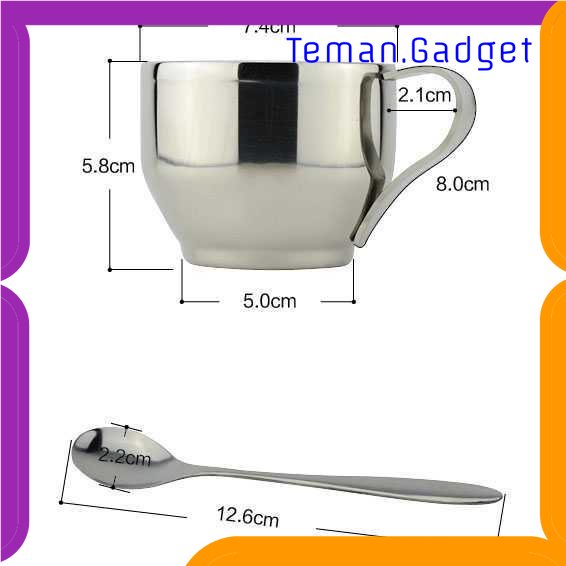 TG - DPR One Two Cups Set Cangkir Sendok Piring Kopi Stainless Steel - 201