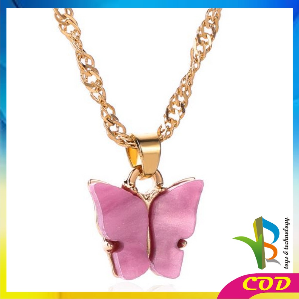 RB-K76 Kalung Kupu Kupu Butterfly Kalung Rantai Akrilik Kupu Kupu Korean Fashion Kalung Rantai Wanita Aesthetic Import Ala Korea