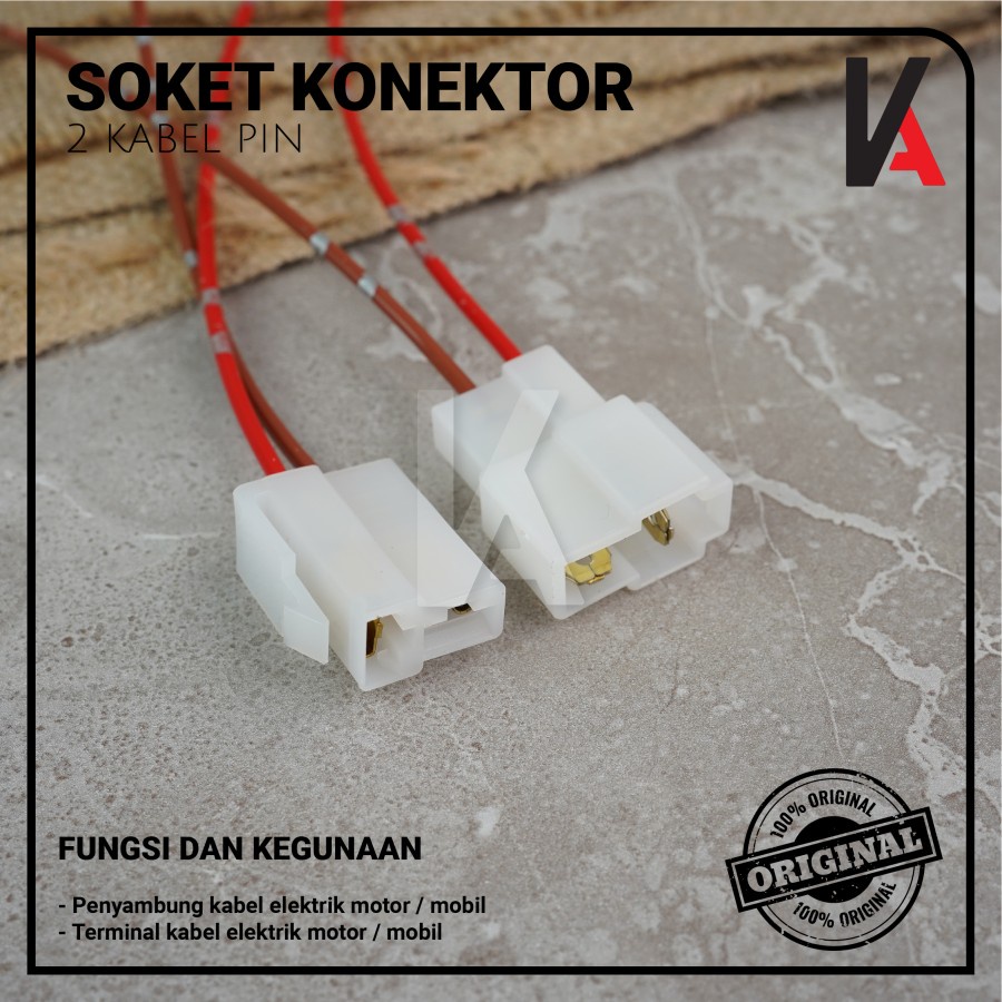 Soket Konektor Kabel 2 Pin Besar / Socket Sambung Mobil Motor