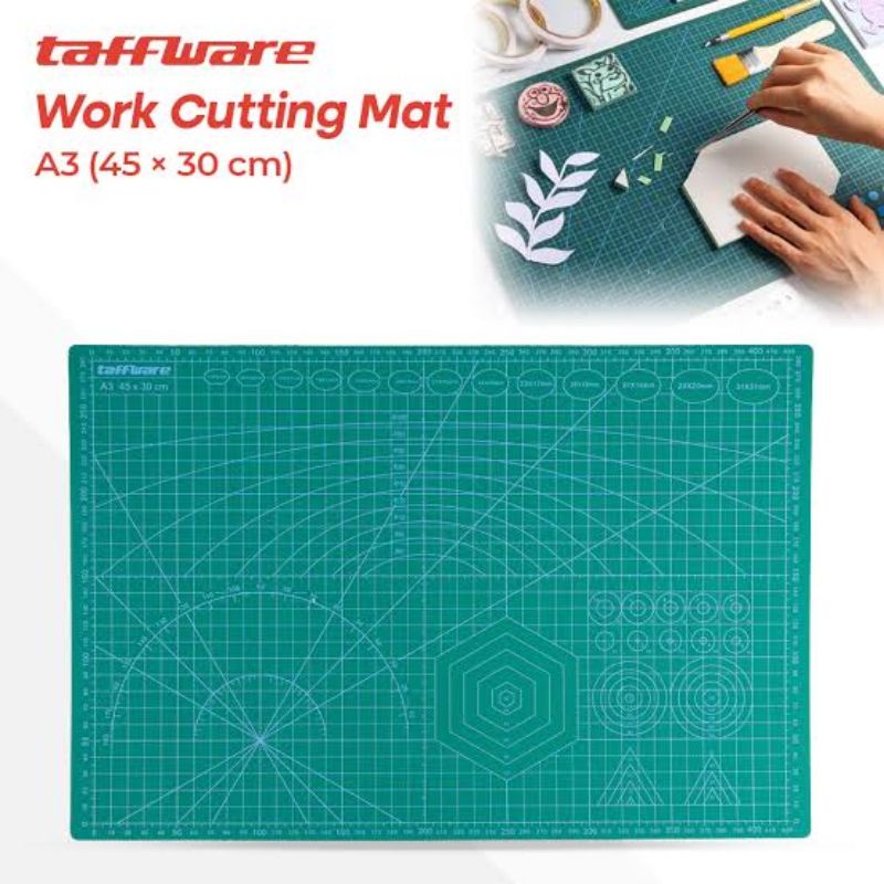 

Alas Potong Kertas Kain A3 45 x 30cm Garis Kotak Akurat Simetris / Work Cutting Mat Pad A3