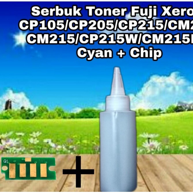 Serbuk Toner Xerox CP105 CP205 CP215 CM205 CM215 CP105b CM205b CM215fw CP-105 205 215 Cyan + Chip