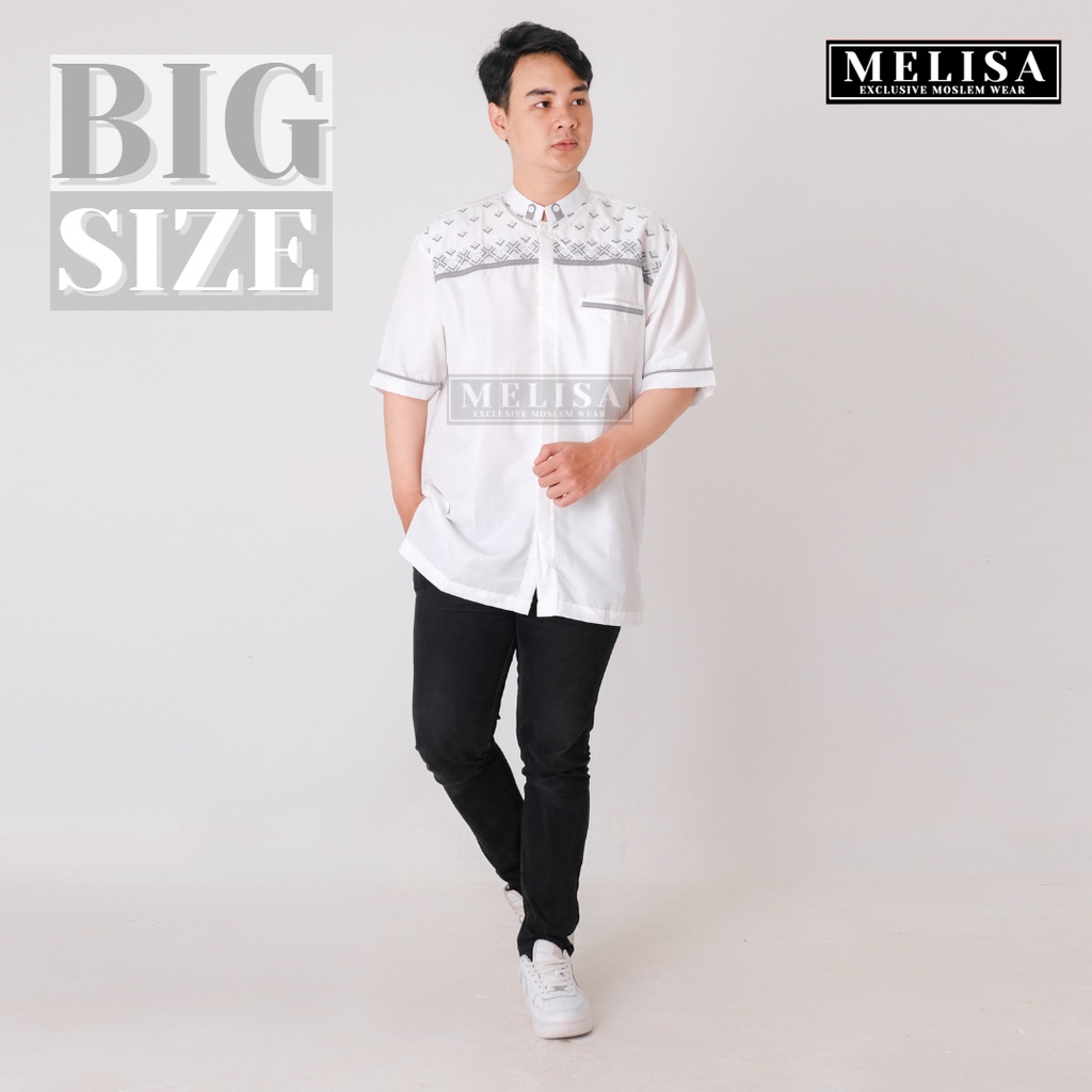 baju koko pria lengan pendek bahan poli katun warna putih tulang ukuran jumbo 2XL 3XL 4XL XXL XXXL XXXXL