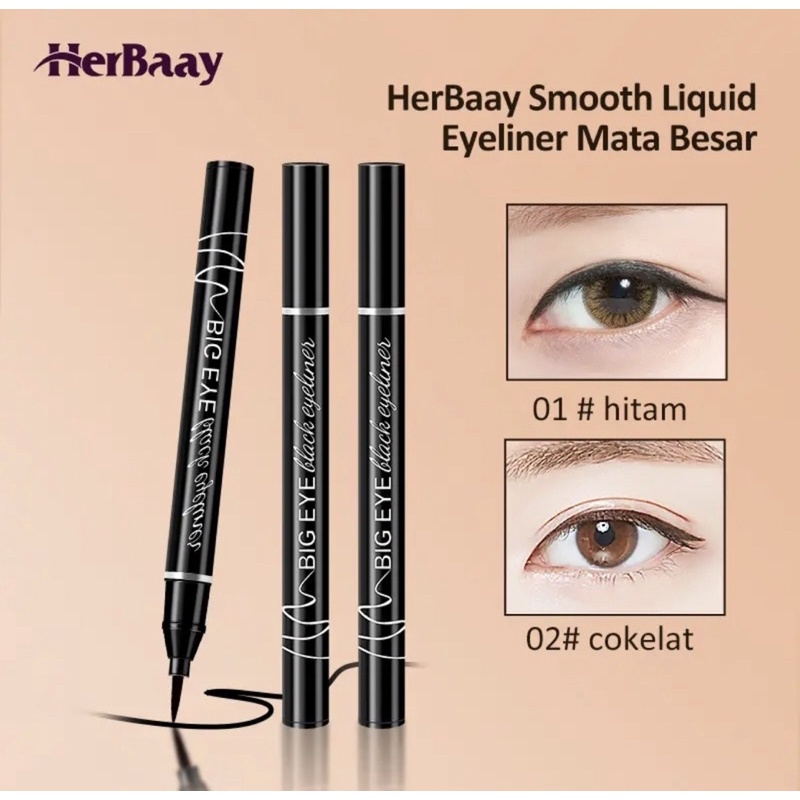 Herbaay slim tip eyeliner tahan air long lasting | coklat