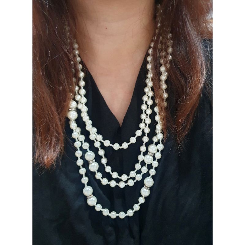 Kalung Mutiara pearl lilit Import kalung etnik panjang mutiara 01