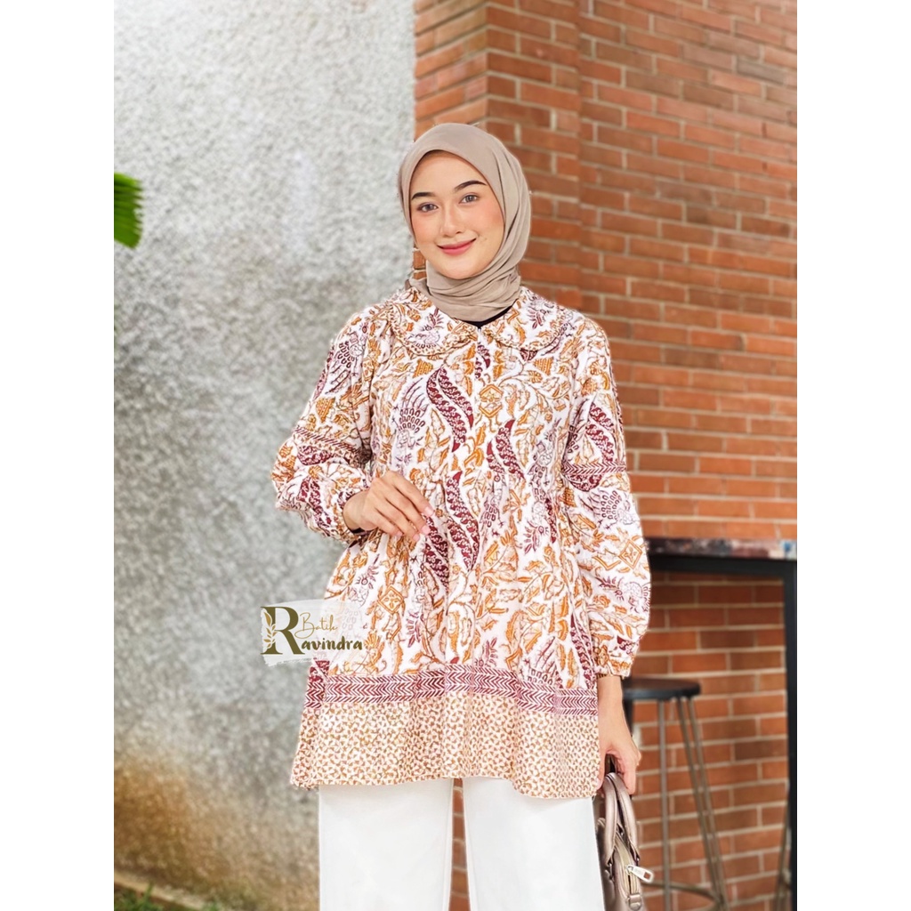 Blouse Batik Kuning Ruffle