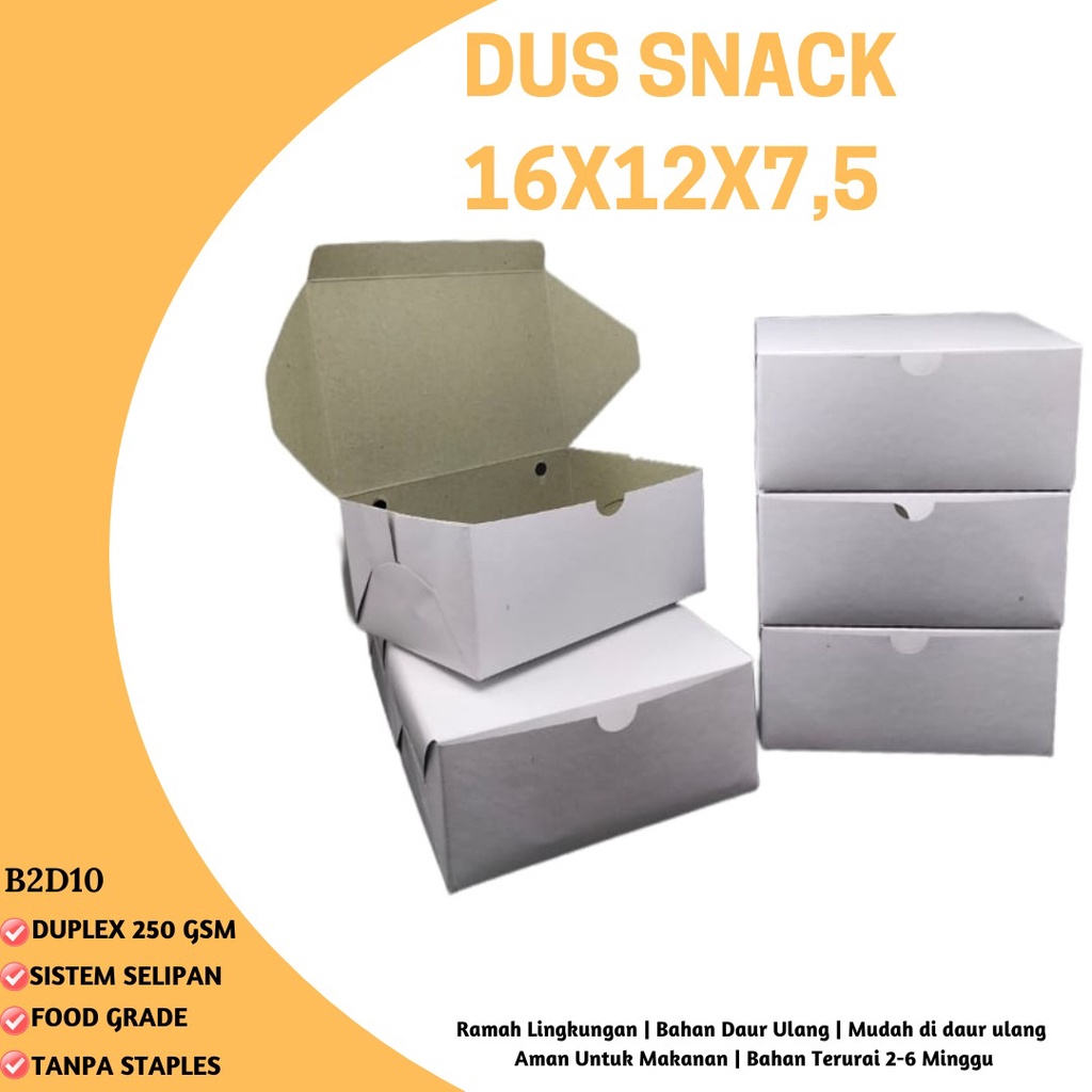 Box Snack Dus Kue Snack Box 16x12 (B2D10-Non Laminasi)