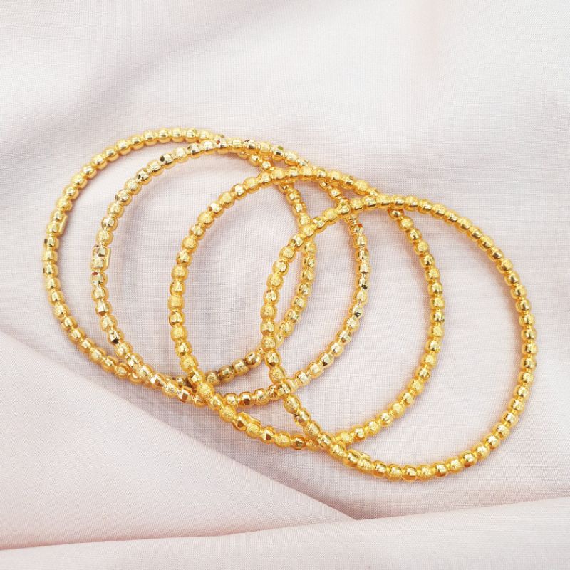 Gelang keroncong 1 set isi 4 pcs emas asli kadar 375
