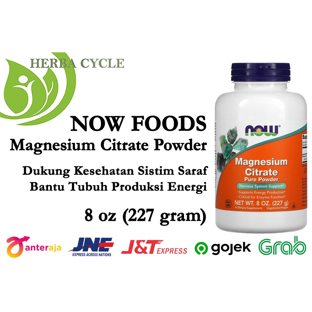 Now Food Magnesium Citrate Pure Powder 227 g Kesehatan Saraf ORI USA