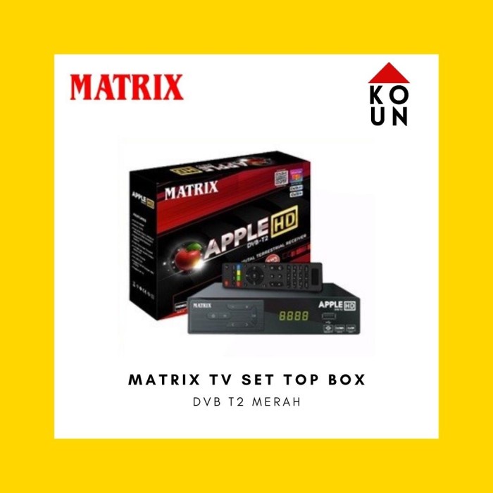 MATRIX APPLE MERAH SET TOP BOX DVB T2 / DVB-T2 /RECEIVER DIGITAL RESMI TERLENGKAP