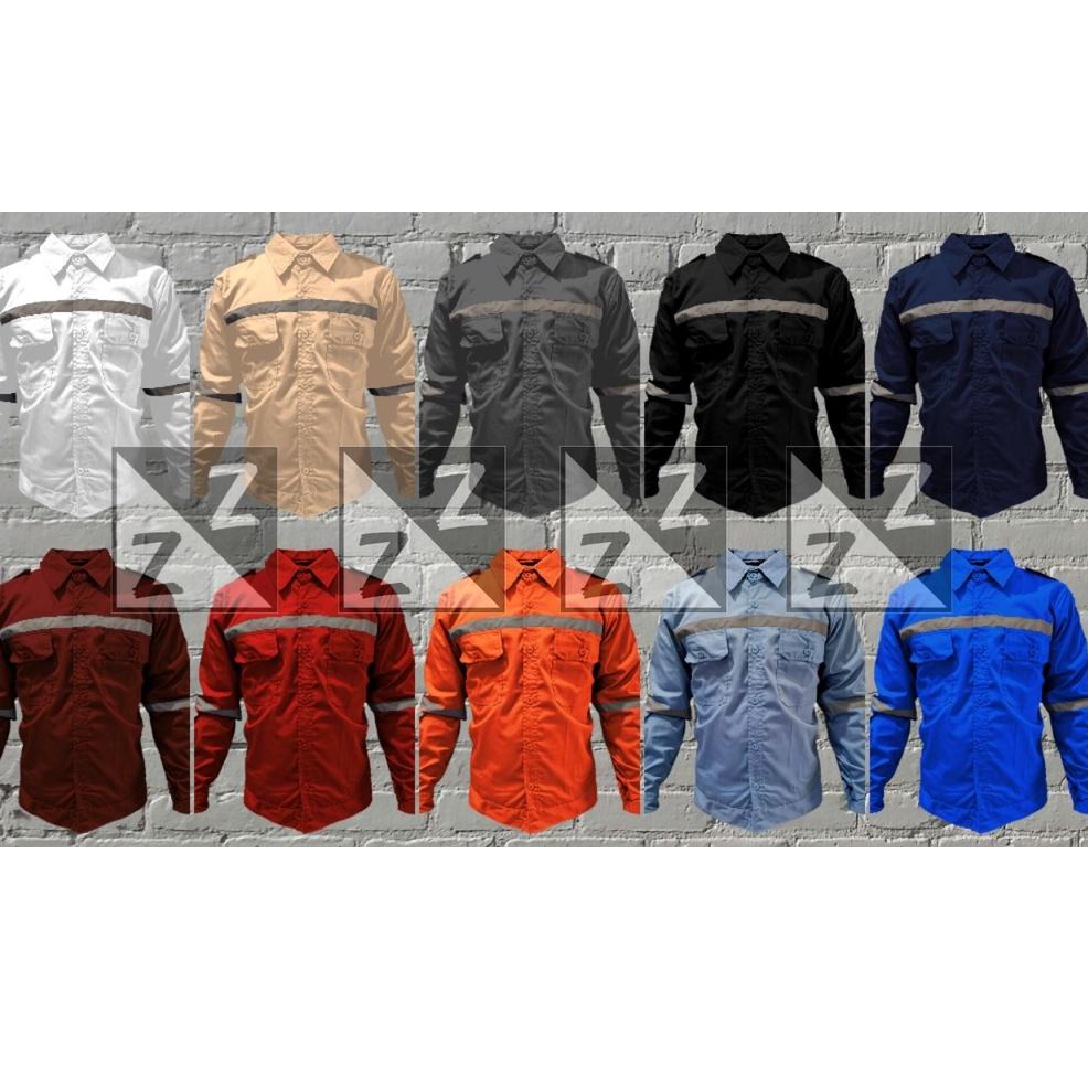 BAJU SAFETY KATELPAK WERPAK KEMEJA SERAGAM SAFETY KERJA TEHNIK LAPANGAN BAJU SAFETY LENGAN PANJANG B