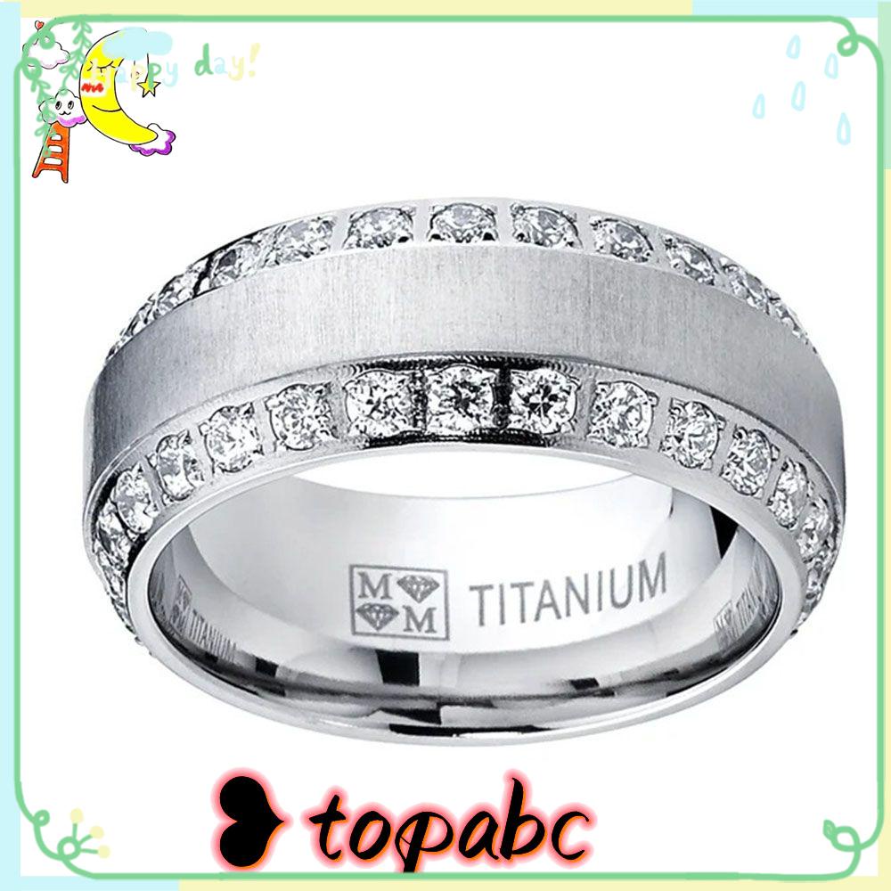 Cincin Pria TOP Hadiah Zirconia Pesta Tunangan Titanium