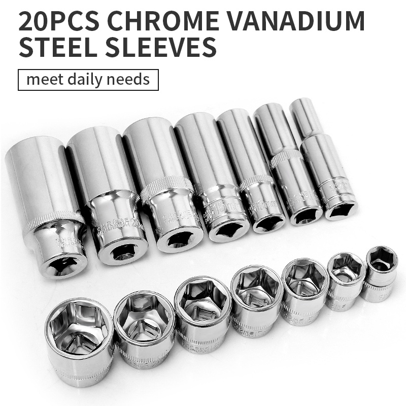 ISKU Kunci Shock Set 53pcs 24gigi/Full Lengkap Socket Toolkit 53pcs kunci Mata Sok