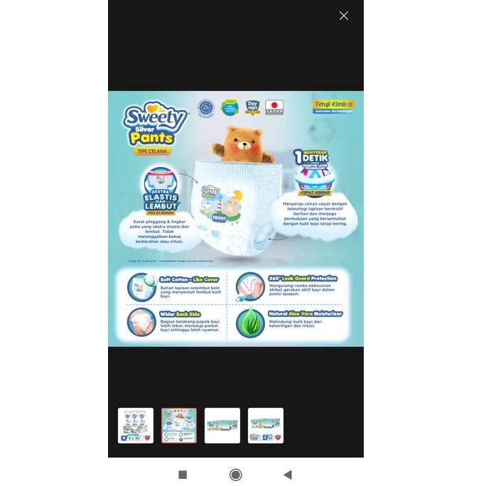 (Kode-R34E㊛) Sweety Silver Pants Ukuran L 28 Popok Bayi / Pampers premium