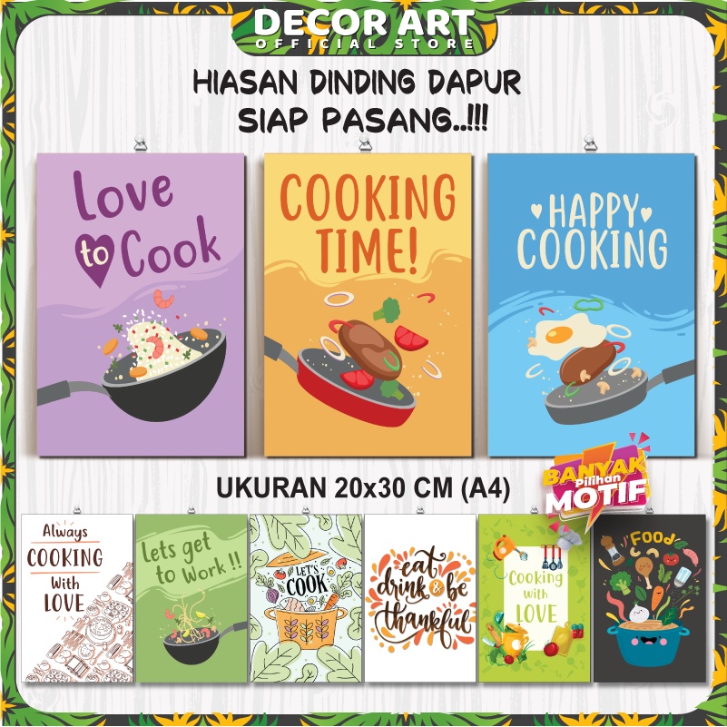 DecorArt 20x30 Cm Hiasan Dinding Dapur Kitchen Cooking Shabbychic Motif CO