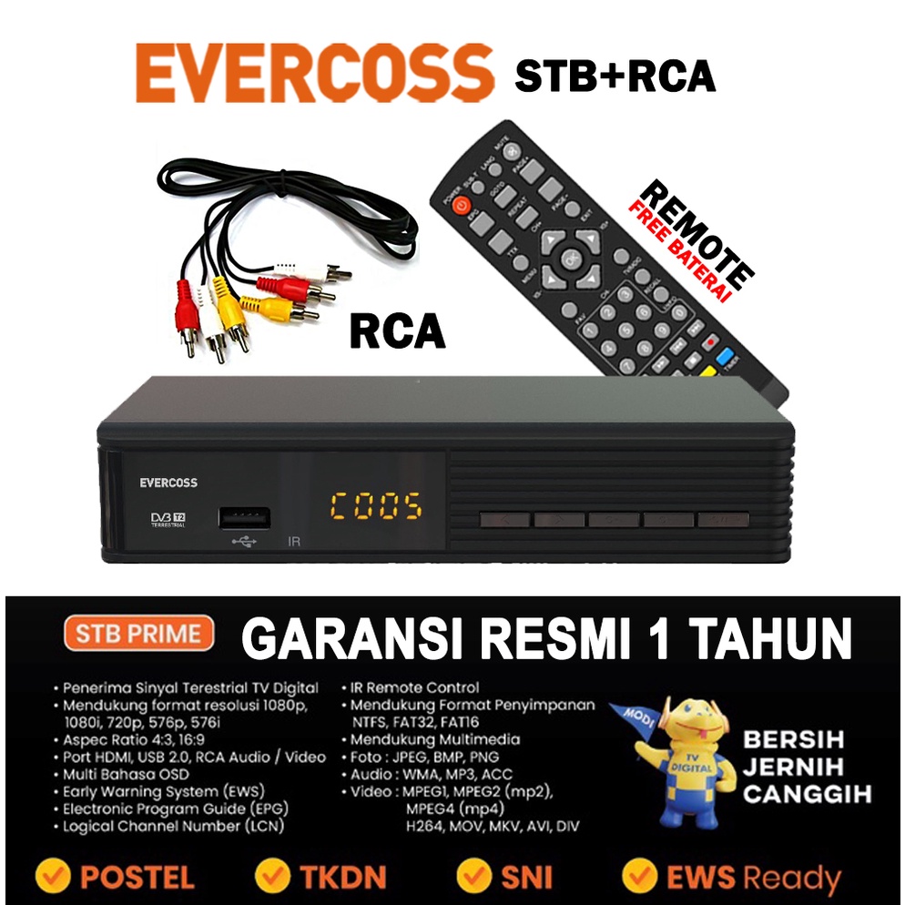 SET TOP BOX EVERCOSS  GARANSI RESMI 1 TAHUN..!! Bisa WIFI &amp; YOUTUBE