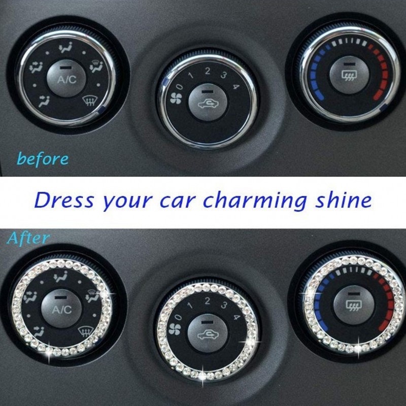 Sparkling Rhinestones Inlay Car Start Button Decorative Ring/Saklar Otomotif Self Adhesive Lingkaran Logam Mewah/Loop Pelindung Kunci Berhenti Kendaraan