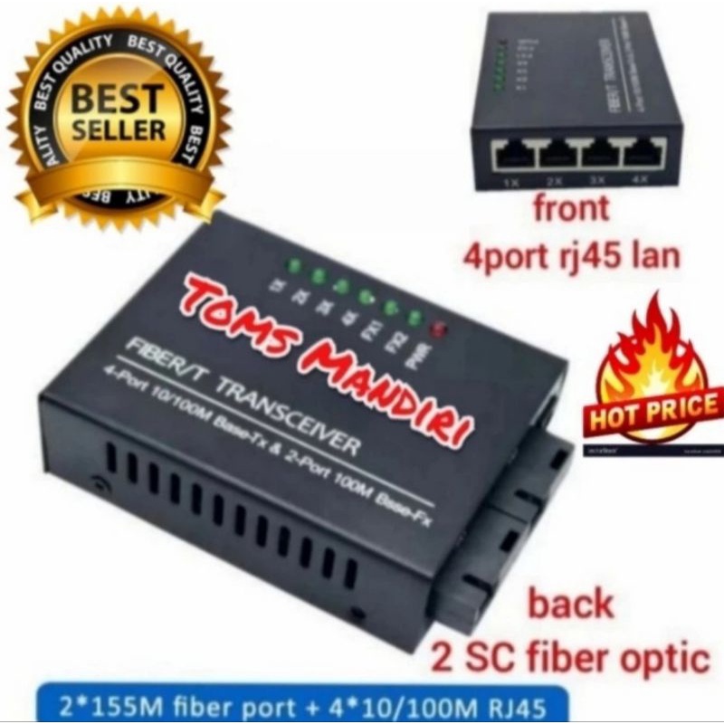 Paket Cable Fiber Optic 120 Meter +. Media Converter 4 LAN 2 FO