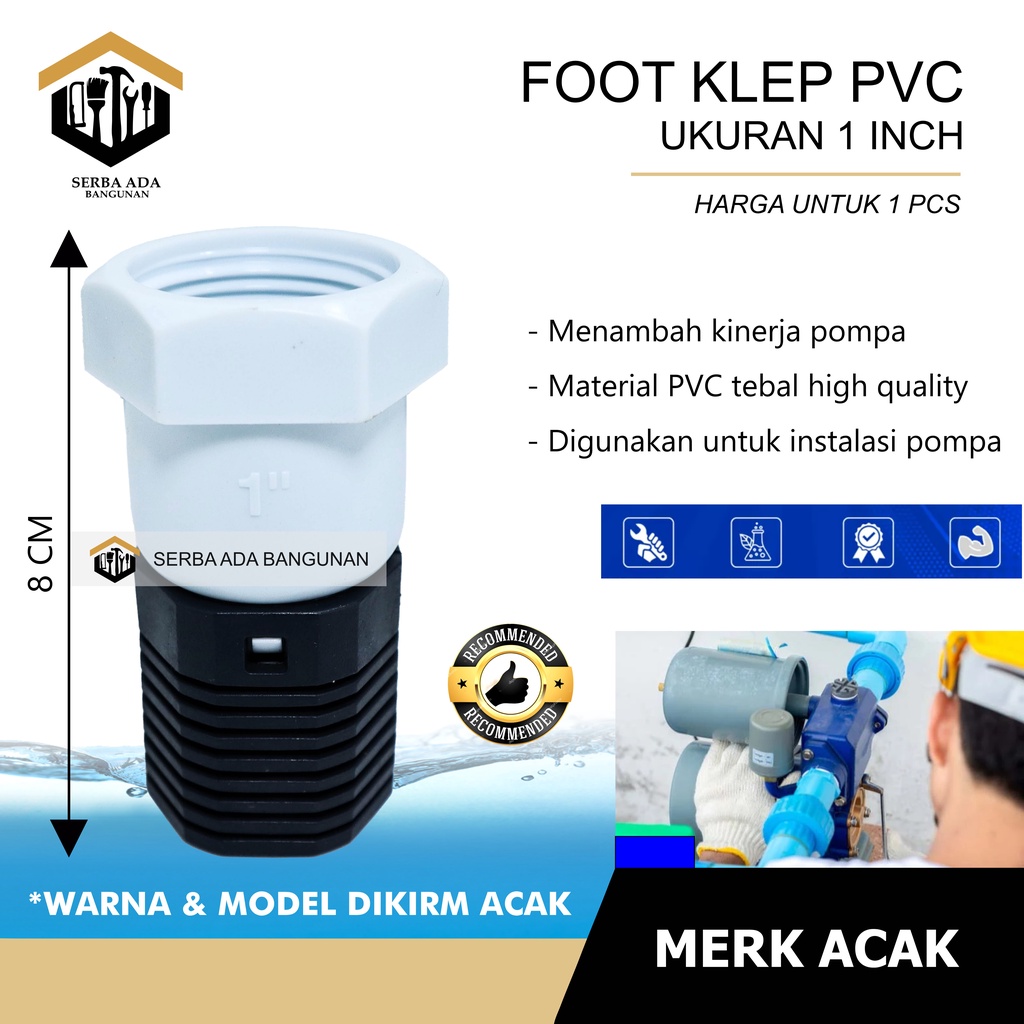 Foot Klep PVC ELFA 1/2&quot; 3/4&quot; 1&quot; Inch Inci Footklep Valve 1/2Inch 3/4Inch 1/2Inci 3/4Inci 1/2In 3/4In