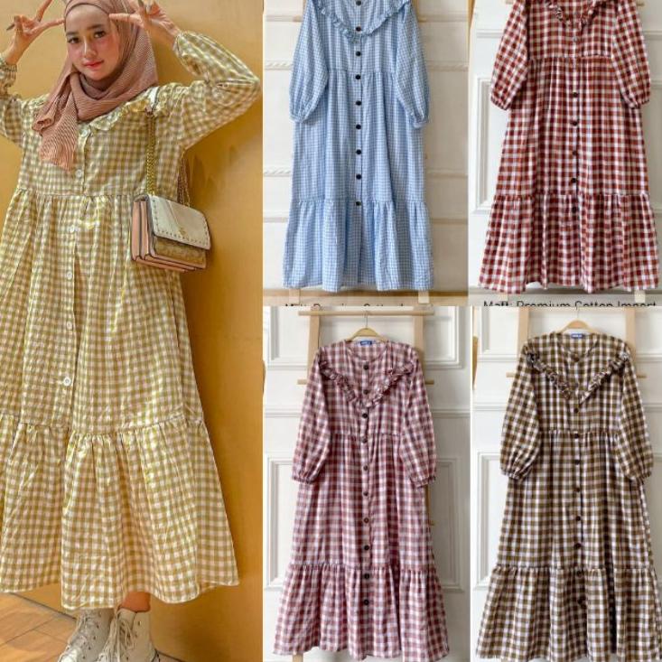 PWT.22De22ᴺ ‑ Midi Reyna Dress Korea Hayya Gingham Tarta Midi warna lengkap