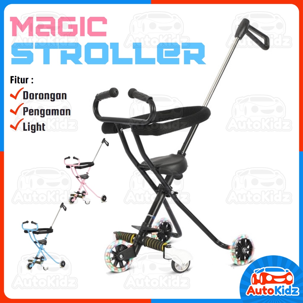 Magic Stroller Exotic 5 Roda Dorongan Anak Stroller Lipat Perlengkapan Bayi Travelling Micro Trike B