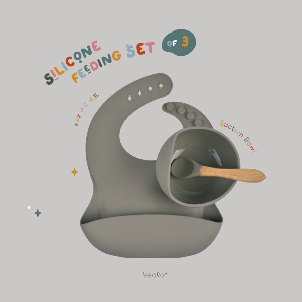T24- Keola 3PCS Set Premium Silicone Gift Set / Peralatan Makan Bayi Silicone