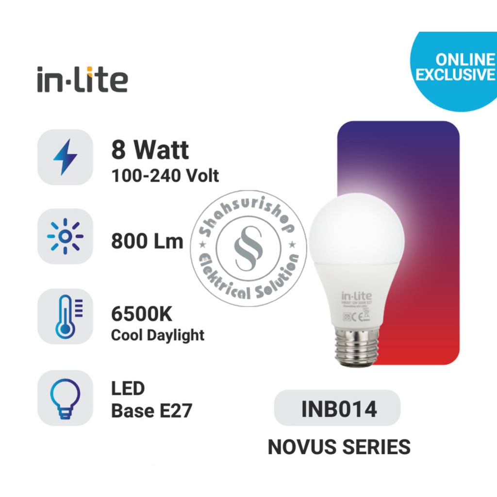 INLITE LAMPU BULB LED 8 WATT NOVUS INB014 LAMPU MURAH BERGARANSI