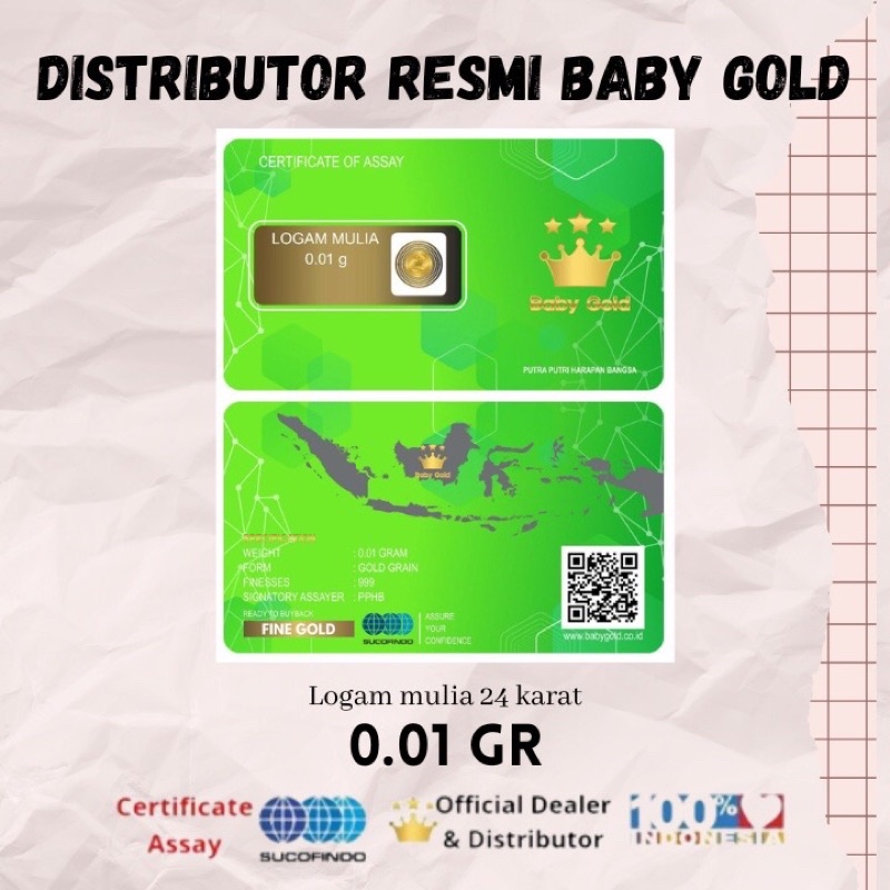 BABYGOLD Emas Logam Mulia Original 24K 0.01 0.02 0.05 gram