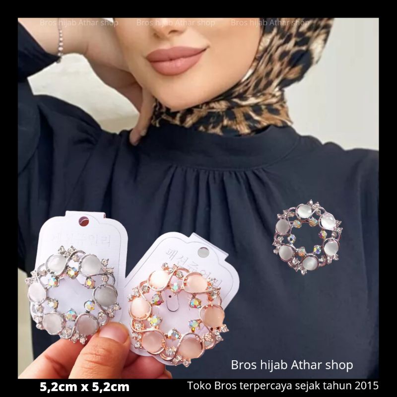 Bros jilbab Mewah Bros Batu Cat Eye Bross Pin Bulat Peniti Hijab Premium By Bros Hijab Athar Shop