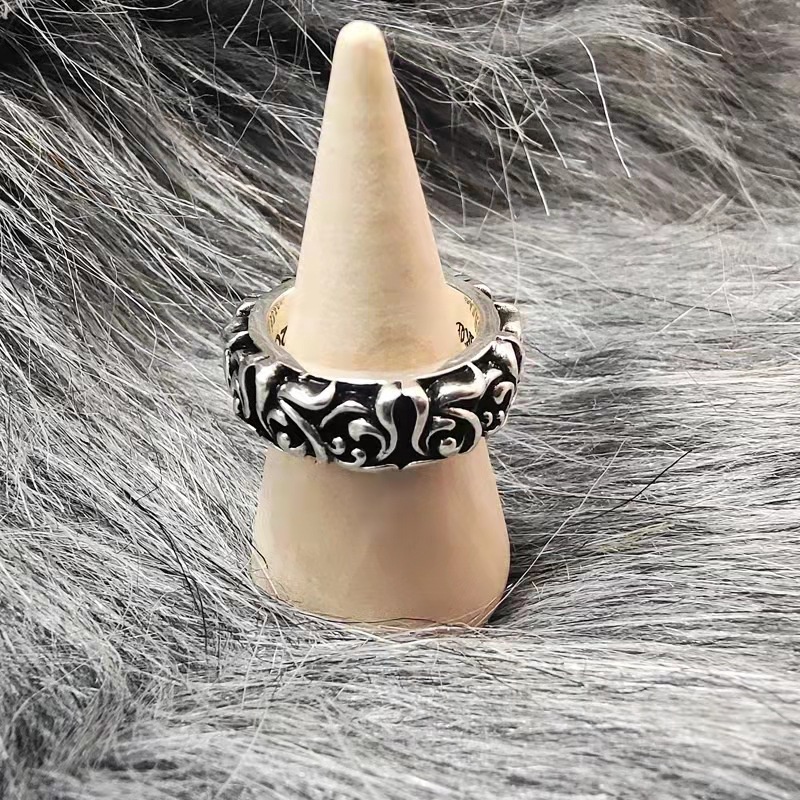 Crow Heart Cross Cincin Pria Silang Trendi Anggur Abadi Pembukaan Cincin Yang Dapat Disesuaikan