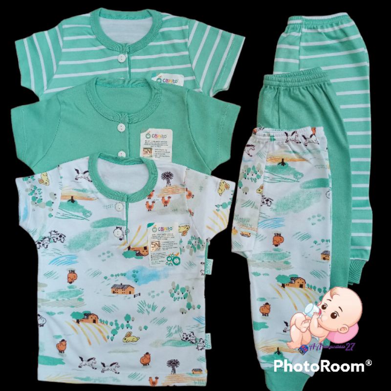 CAINITO Setelan CPR Baju Bayi Lengan Pendek Kancing Dada Celana Panjang Ukuran S M L XL SNI HIGHT QUALITY Nyaman Berkualitas