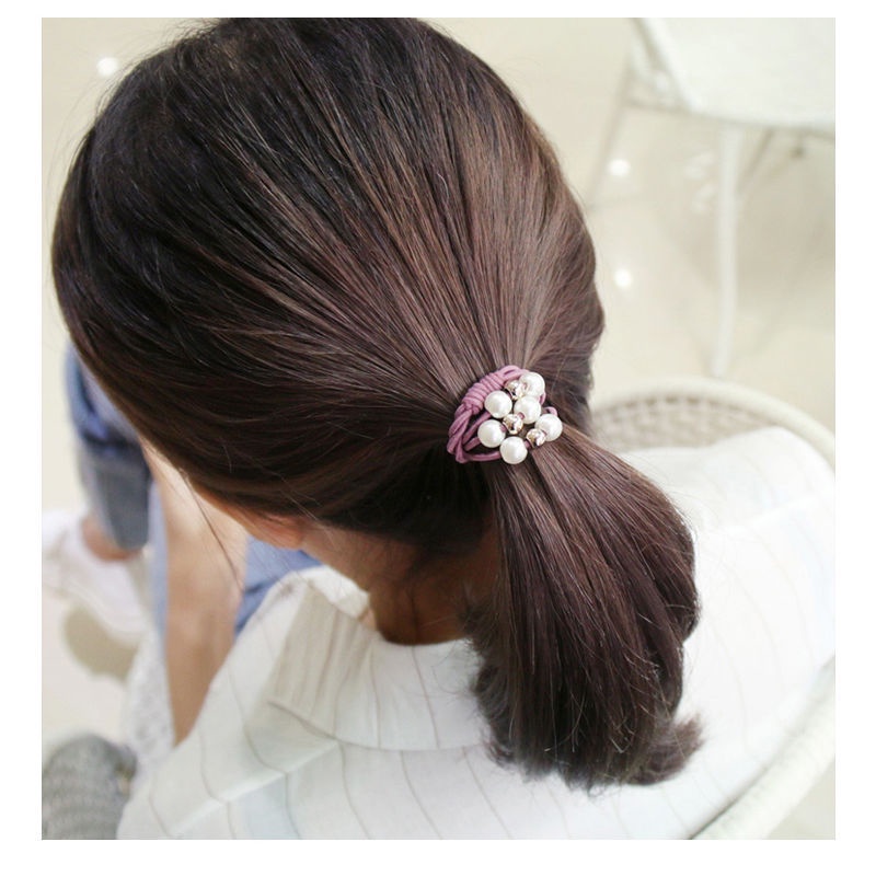 aksesoris rambut mode B0021 Ladies Pearl Two Tone Rubber Headband