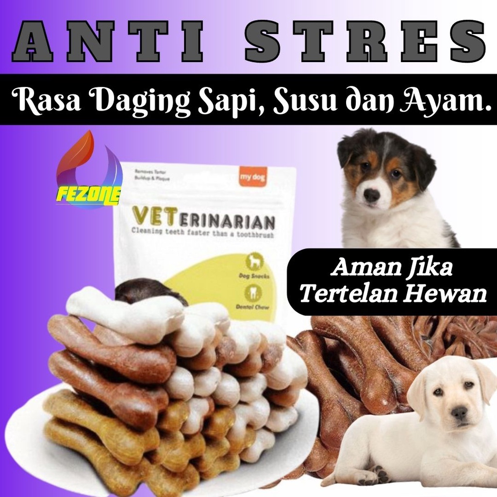 Snack Cemilan Anjing Dog Tulang Treats Toothbrush Dental Snack Pembersih Gigi 1 Pack FEZONE